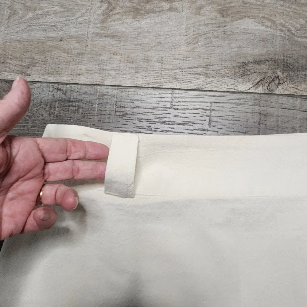 Mini Skirt Womens M Cream Textured Cotton A Line Pockets Coastal Western Cottage